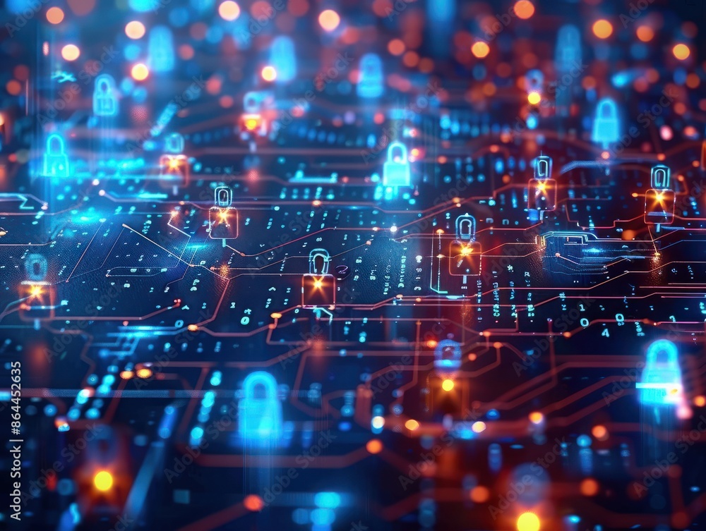 Fototapeta premium Cyber security and information or network protection. Future technology web services for business, Data protection technology. Online internet access cyber attack and business data privacy
