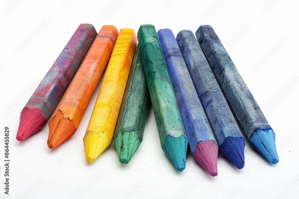 A collection of vibrant crayons placed side by side, ideal for illustrations or decorative purposes A collection of vibrant crayons placed side by side, ideal for illustrations or decorative purposes