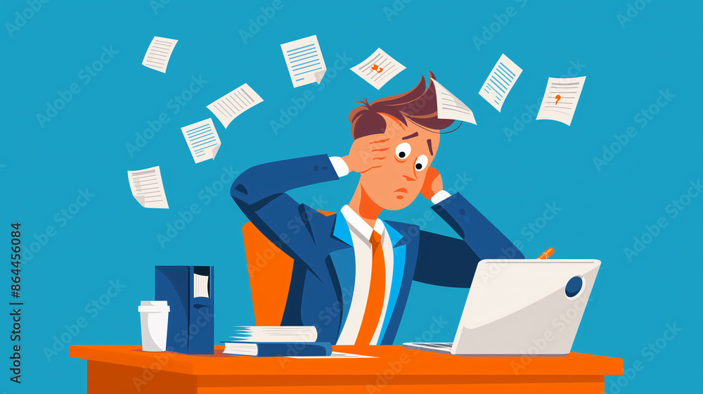 overwhelmed businessman, stress concept overwhelmed businessman, stress concept