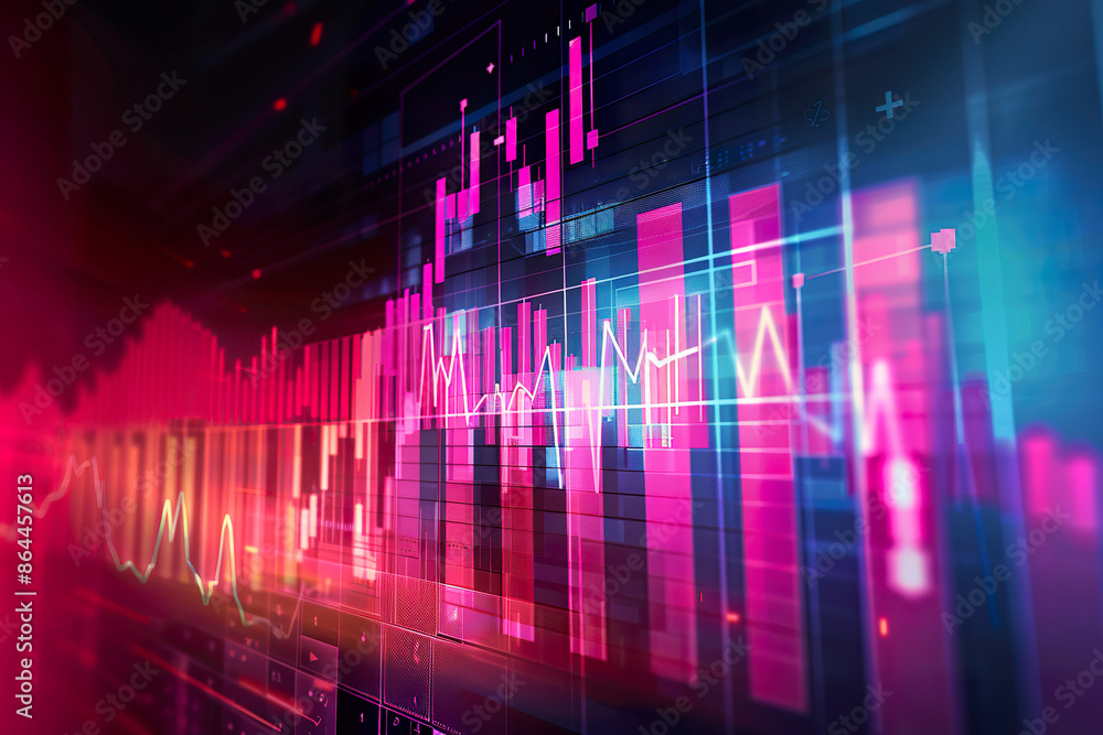 A colorful graph with red and blue lines,, generative ai image A colorful graph with red and blue lines,, generative ai image