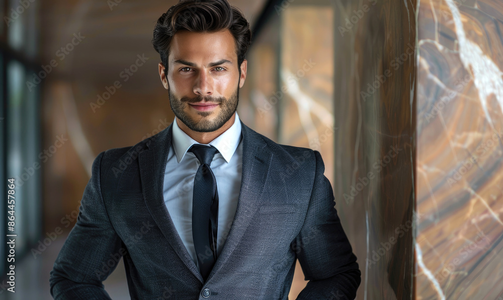 Confident Strong Man in Suit Looking Proud Confident Strong Man in Suit Looking Proud