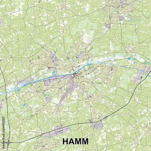 Hamm, Germany map poster art