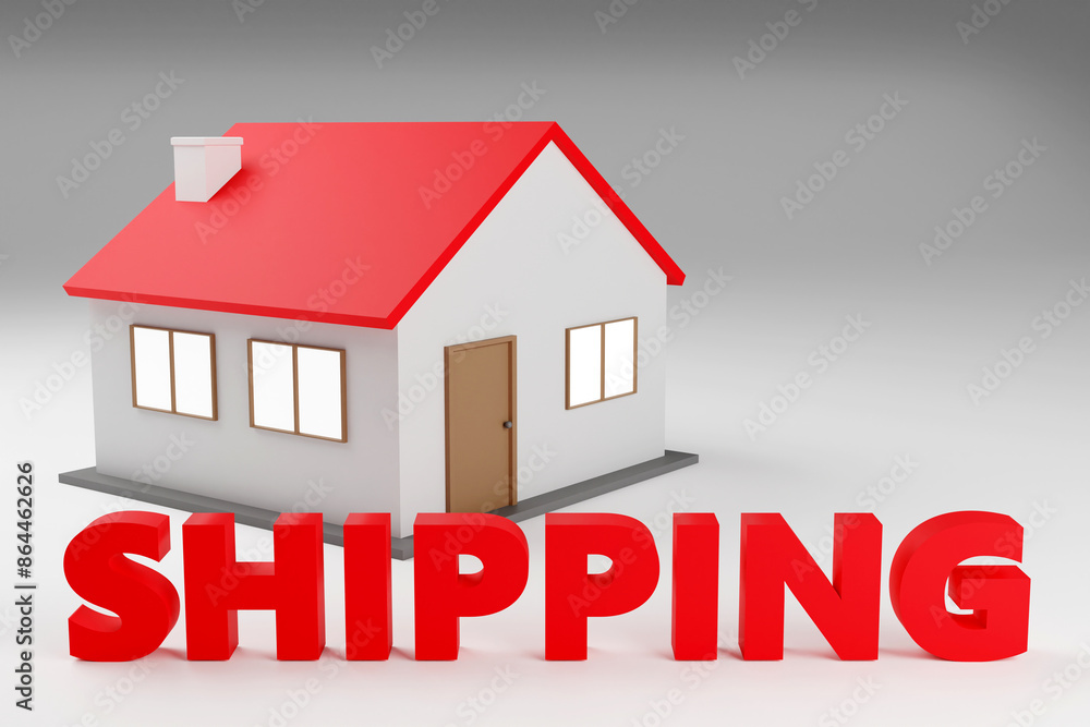 3d render sign shipping made by red color and light background. Simple minimalism concept. 3d render sign shipping made by red color and light background. Simple minimalism concept.