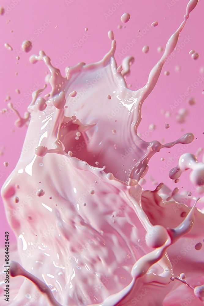 A splash of milk on a pink surface A splash of milk on a pink surface