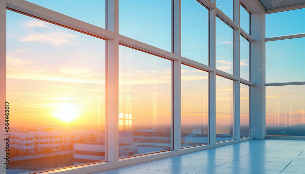 Fototapeta premium Sunset View Through Large Windows