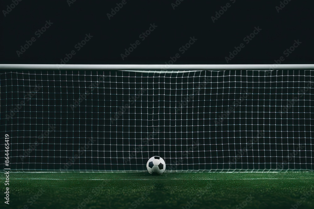 Fototapeta premium A penalty kick taken under high pressure, with ample space for text on the banner