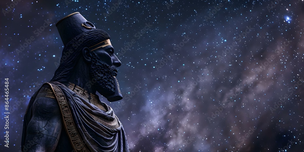 Fototapeta premium Thoth's celestial wisdom navigates him through the realms among the stars. Concept Fantasy, Mythology, Celestial Realms, Wisdom, Thoth