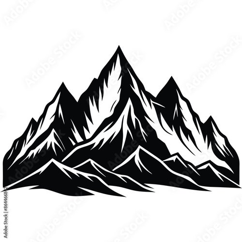 Mountains vector. Mountain range silhouette isolated vector illustration. AI generated illustration.