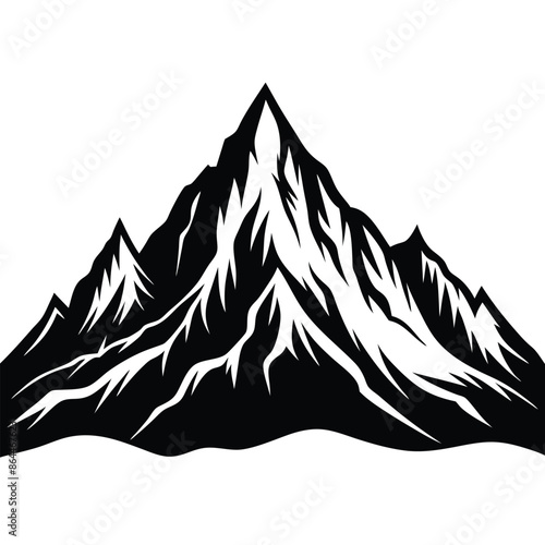 Mountains vector. Mountain range silhouette isolated vector illustration. AI generated illustration.