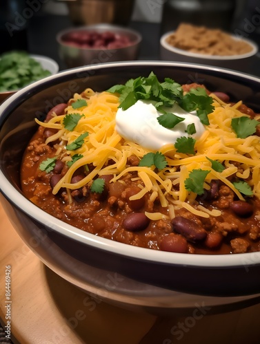 Traditional Mexican Chili Con Carne, featuring hearty minced meat and tender red beans simmered in a rich, flavorful sauce.