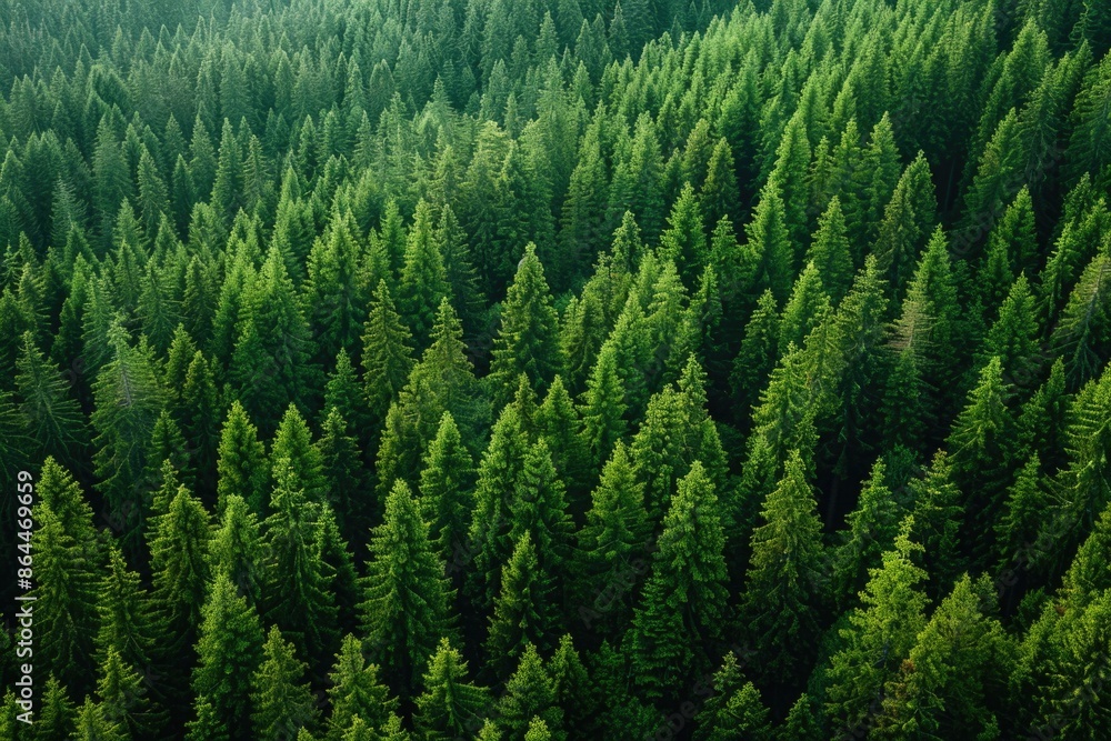 Aerial view of a dense pine forest with tall trees and rugged terrain Aerial view of a dense pine forest with tall trees and rugged terrain