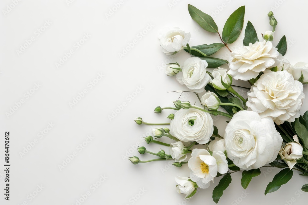 Fototapeta premium Elegant wedding flowers isolated on a clean white canvas