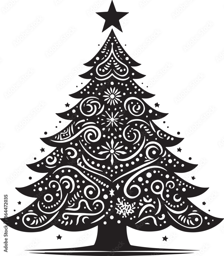 Fototapeta premium christmas tree silhouette vector illustration 