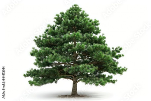 The Austrian pine tree isolated on a stark white background