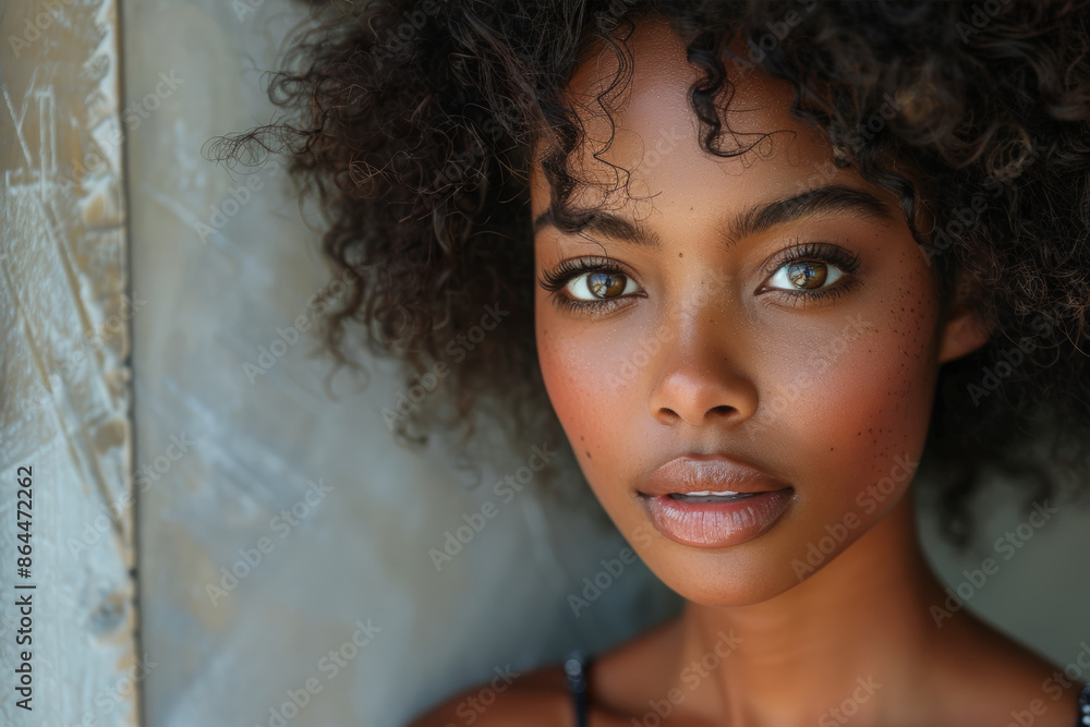 Close-up portrait of woman with curly hair Close-up portrait of woman with curly hair