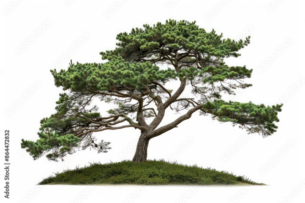 The maritime pine with its unique shape isolated on a pure white canvas The maritime pine with its unique shape isolated on a pure white canvas