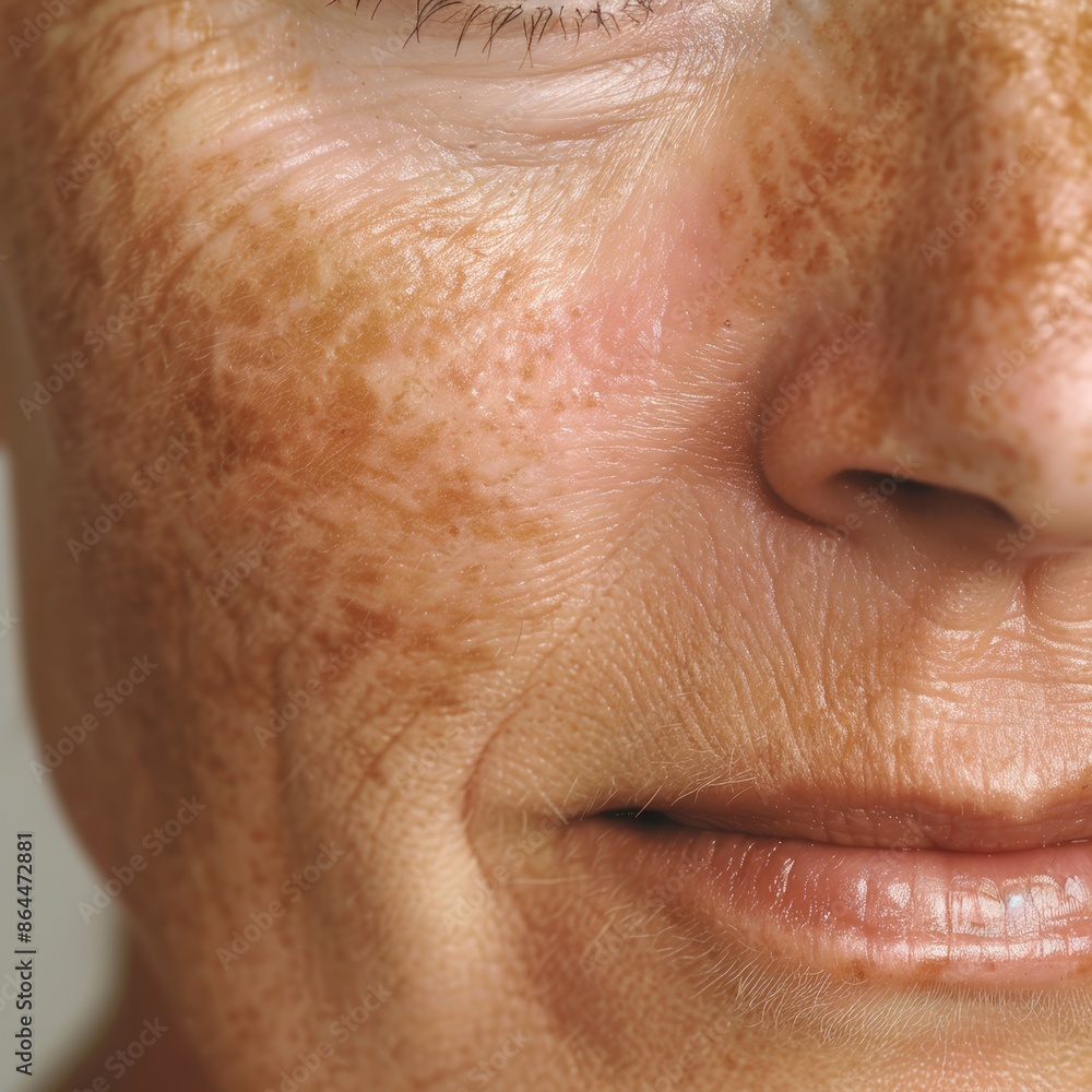 Fototapeta premium Close up of person with freckles on face