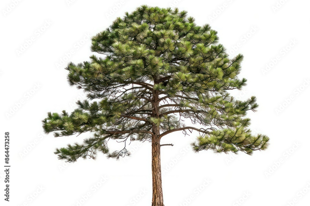 Fototapeta premium The tall ponderosa pine isolated on a clean white backdrop