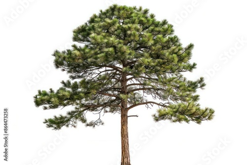 The tall ponderosa pine isolated on a clean white backdrop photo