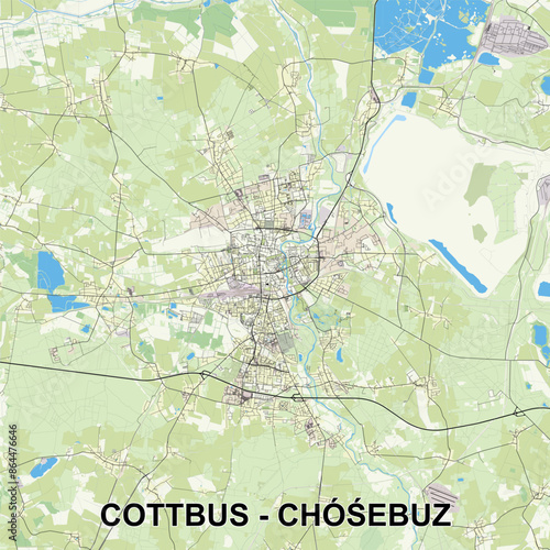 Cottbus - Chóśebuz, Germany map poster art