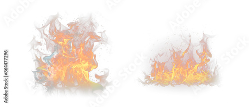 Fire png. Realistic fire flame effect ‍set transparent background. Burning red wildfire flames. verlays of open flames and fire in various shapes.