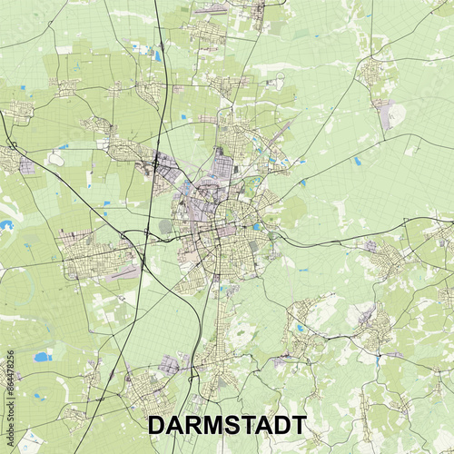 Darmstadt, Germany map poster art