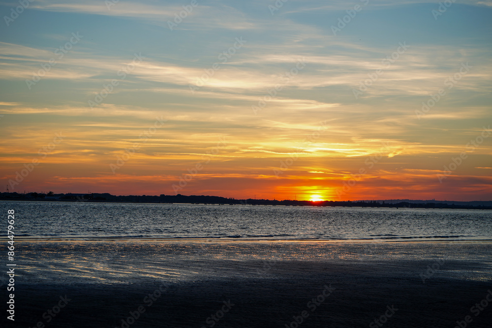 Sunset over a beach in the south of England Sunset over a beach in the south of England