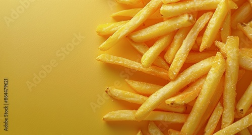 Crispy Golden French Fries On A Yellow Background