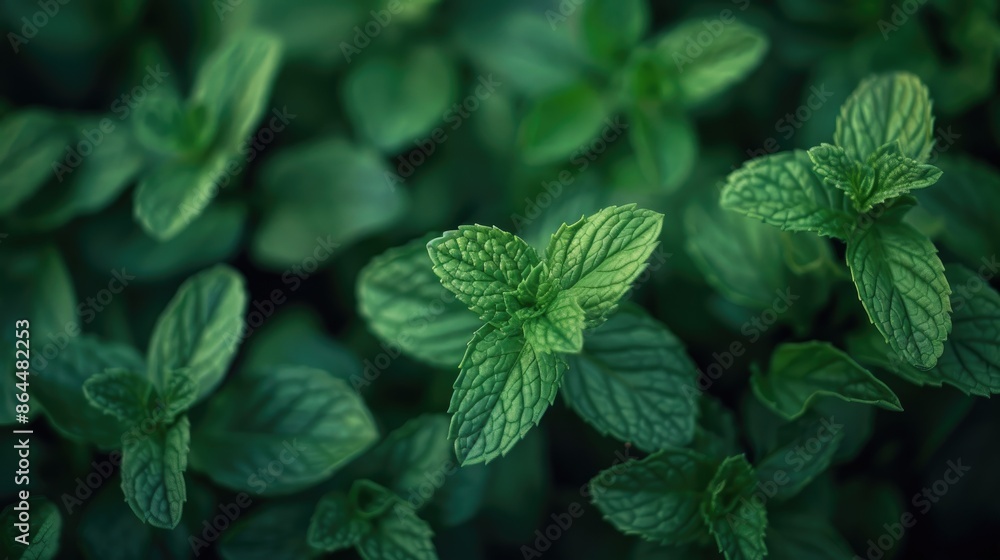 Mint leaves close-up, delicate green background postcard Mint leaves close-up, delicate green background postcard