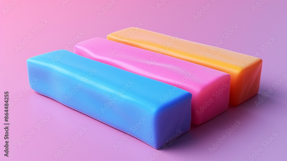 Brightly Colored Rectangular Clay Bars on Pink Background Brightly Colored Rectangular Clay Bars on Pink Background