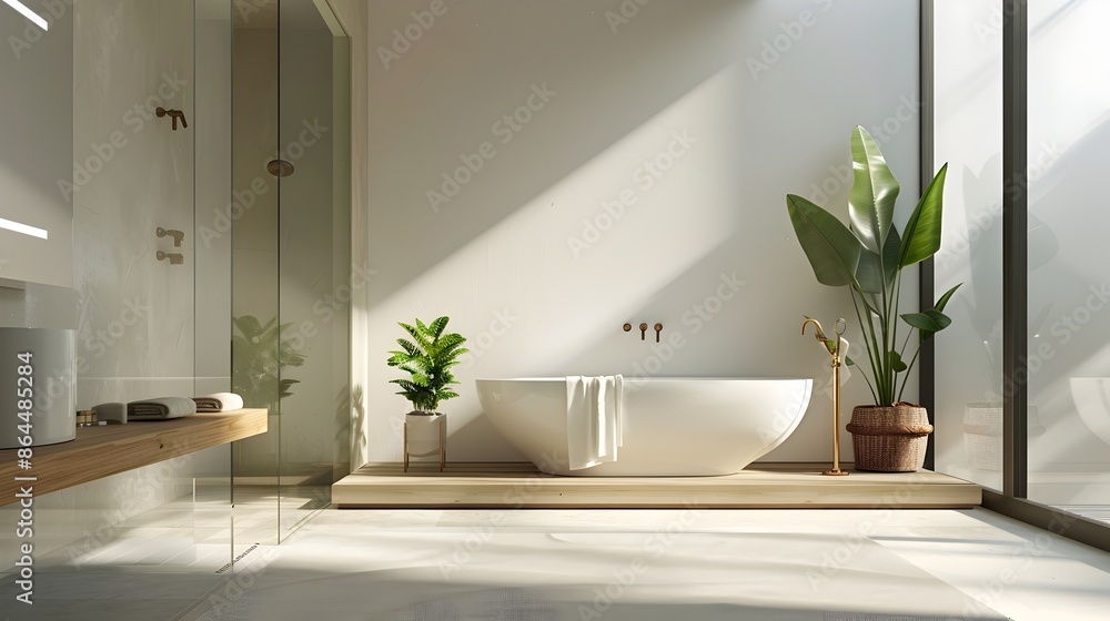 Clean and Minimalist Walk-In Shower in Elegant Home Bathroom Interior Design Clean and Minimalist Walk-In Shower in Elegant Home Bathroom Interior Design