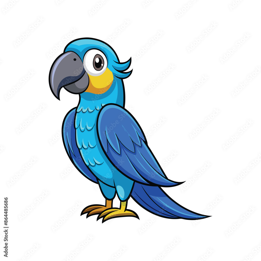 Obraz premium Cartoon blue macaw vector isolated
