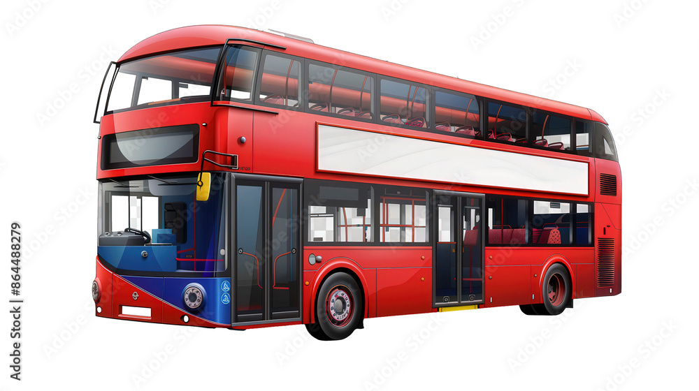 Modern Red Double Decker Bus With Blank Advertisement Space Modern Red Double Decker Bus With Blank Advertisement Space