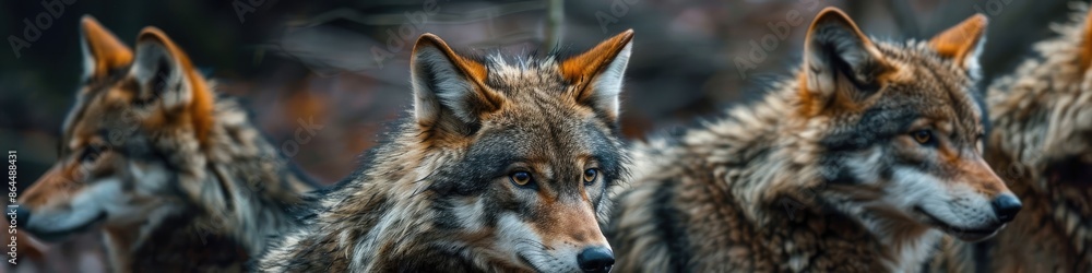 Fototapeta premium close-up of wolves. Selective focus