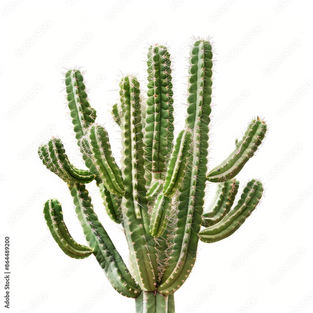 Single green cactus isolated on white background Single green cactus isolated on white background