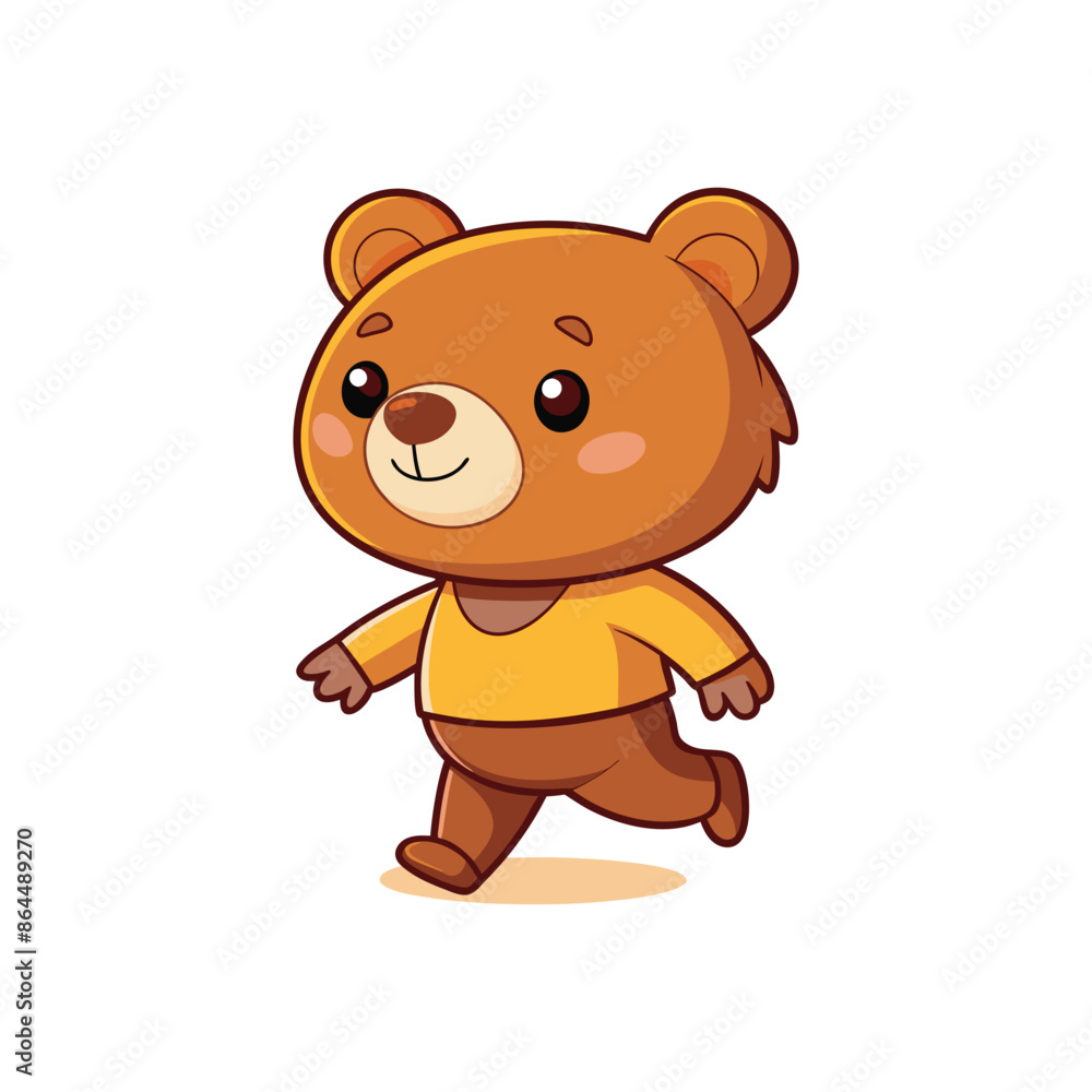 Naklejka premium Cartoon cute little bear walking vector