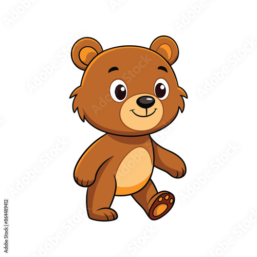 Cartoon cute little bear walking vector