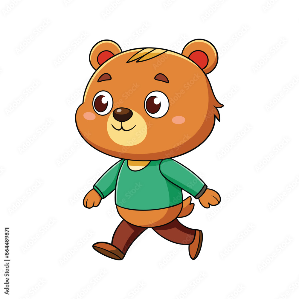 Fototapeta premium Cartoon cute little bear walking vector