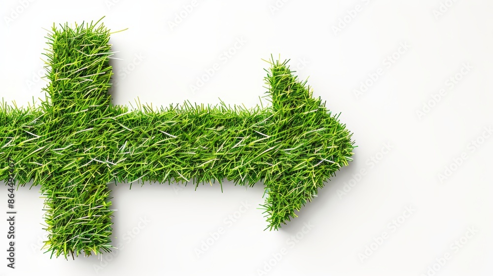 Grass-textured green arrow pointing up, representing ecological progress and sustainability, isolated on a white background, perfect for eco-friendly campaigns and green business promotions Grass-textured green arrow pointing up, representing ecological progress and sustainability, isolated on a white background, perfect for eco-friendly campaigns and green business promotions