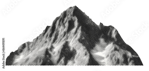 mountain isolated retro halftone grunge dotted texture cutout vintage collage element for mixed media design