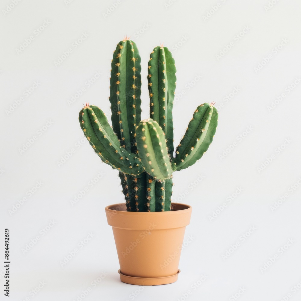 Cactus in a pot on a white background Cactus in a pot on a white background