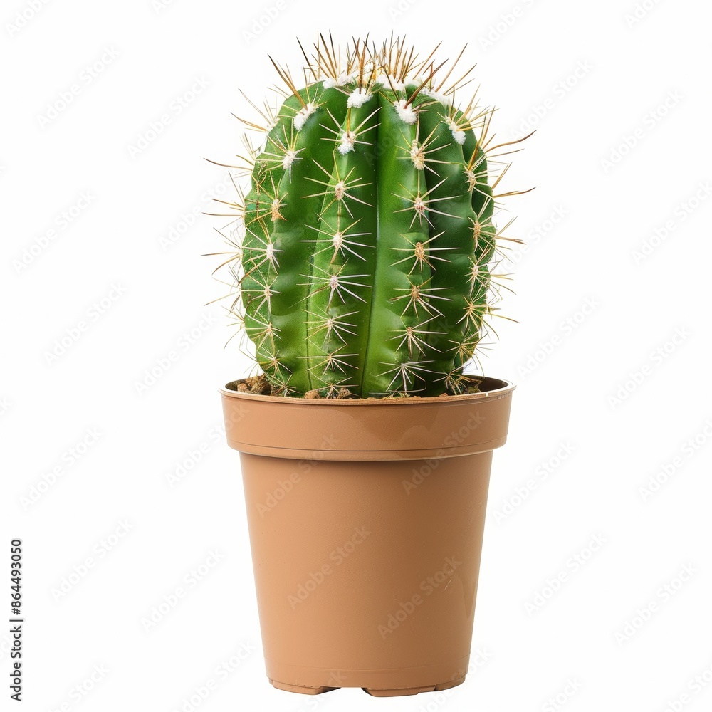 Cactus isolated on white background. Small house plant in a plastic pot. Cactus isolated on white background. Small house plant in a plastic pot.