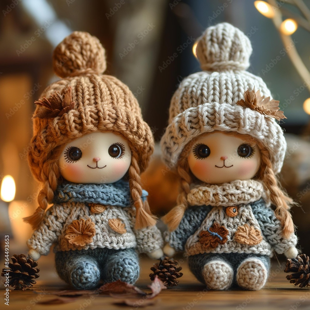 AI generator image of Knitted doll, very cute AI generator image of Knitted doll, very cute