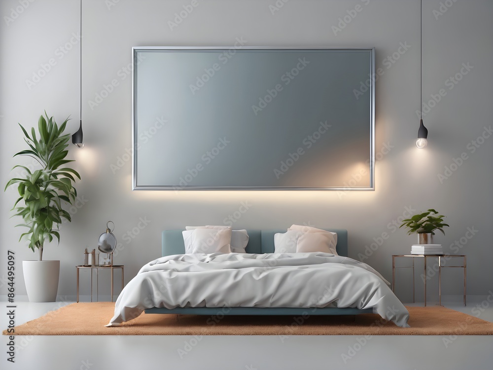 bedroom interior with bed and flowers and nice led light bedroom interior with bed and flowers and nice led light