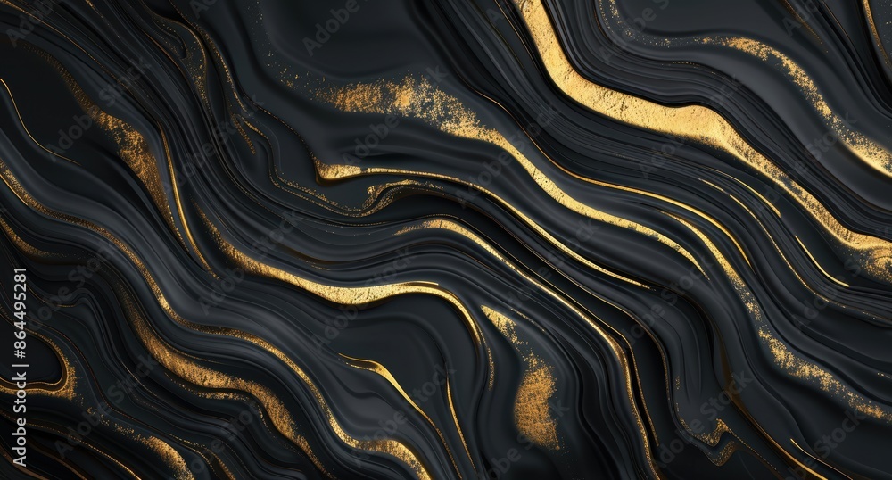 Obraz premium Luxurious golden and black marble texture