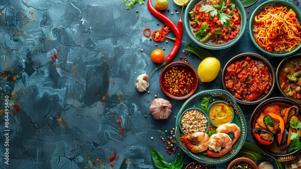 A table laden with bowls of food One bowl holds vegetables, another sits atop the table, brimming with more sustenance A table laden with bowls of food One bowl holds vegetables, another sits atop the table, brimming with more sustenance