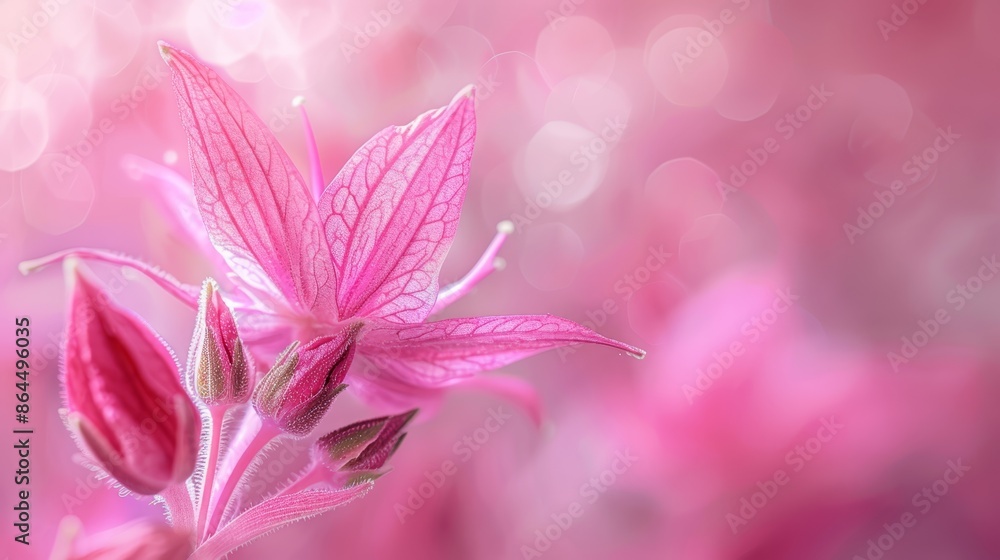 A tight shot of a pink bloom against a softly blurred backdrop, speckled with twinkling lights A tight shot of a pink bloom against a softly blurred backdrop, speckled with twinkling lights