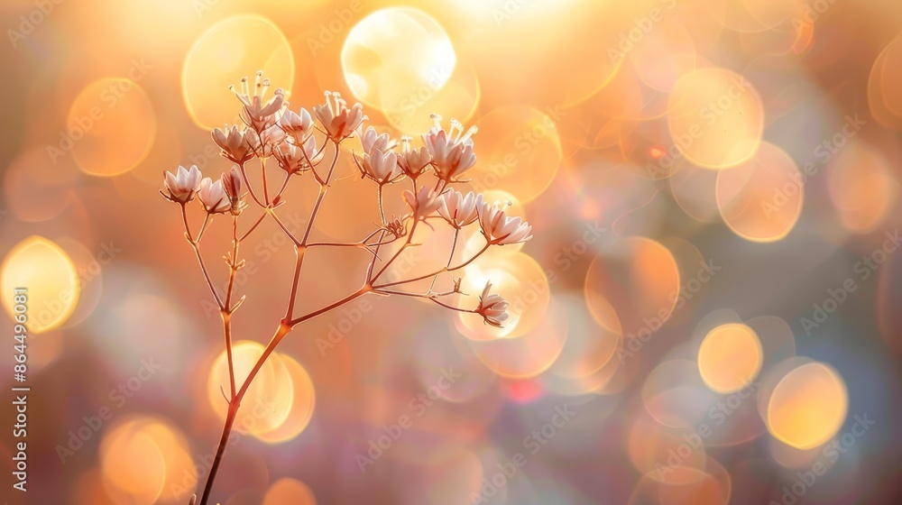A tight shot of a flower against a softly blurred backdrop of twinkling lights A tight shot of a flower against a softly blurred backdrop of twinkling lights