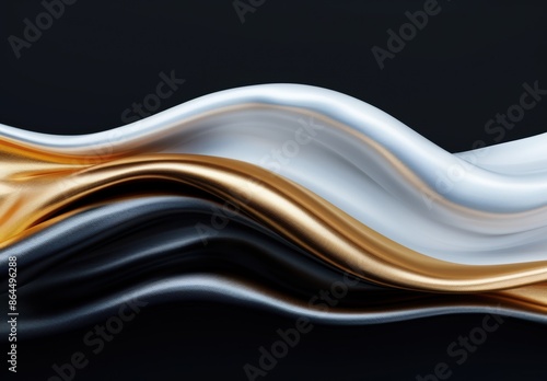 Wallpaper Mural Flowing abstract waves of gold and silver Torontodigital.ca