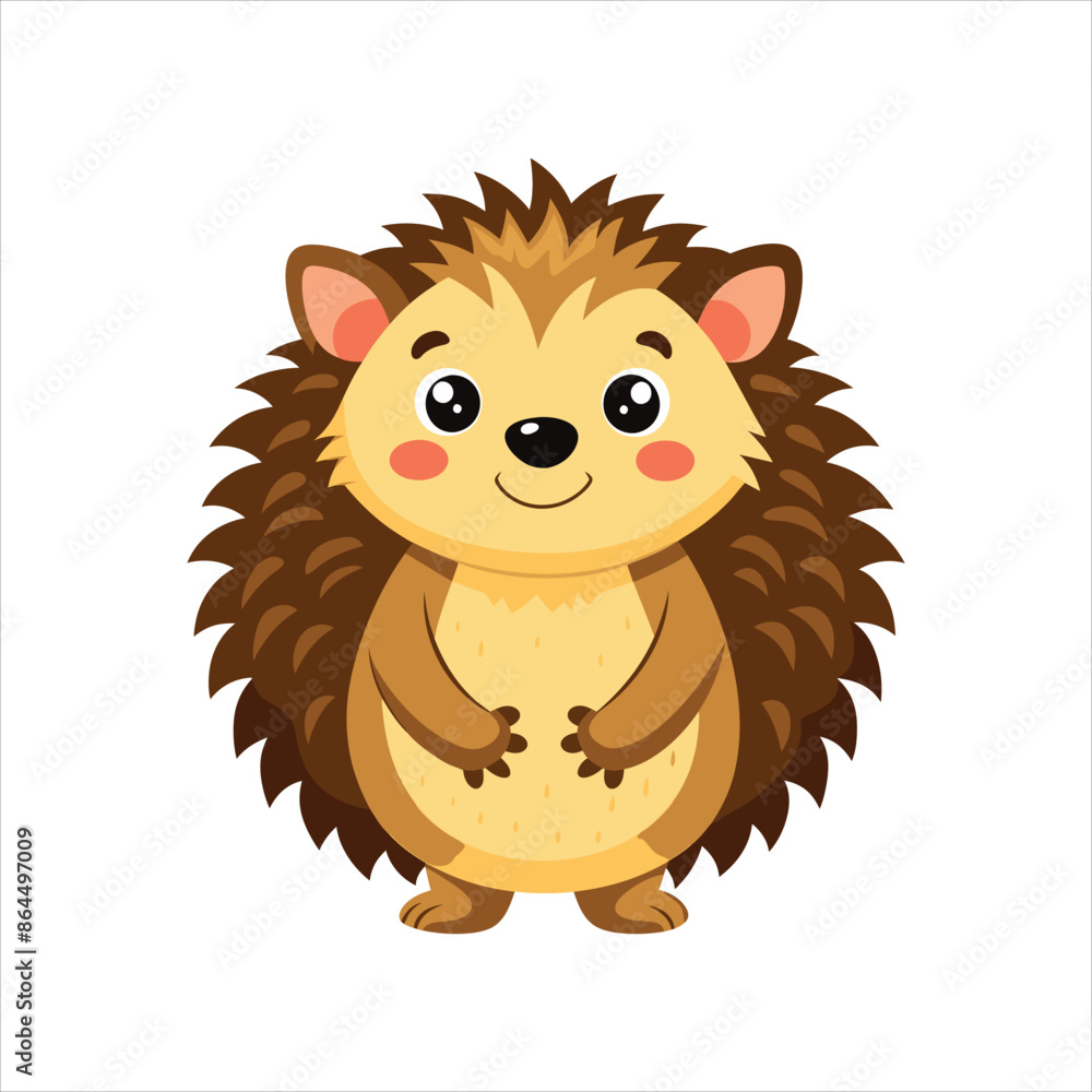 Fototapeta premium Cartoon happy hedgehog vector